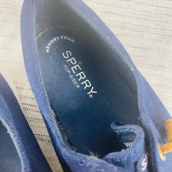 Sperry Womens Crest Vibe Navy Canvas Ankle Boat Shoes Sneakers Size 7 Preppy - Picture 4 of 10